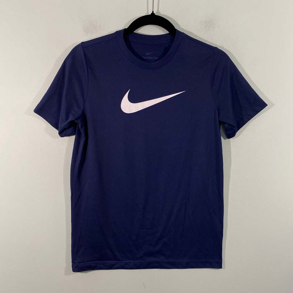 Nike Women Navy Big Swoosh Dri-Fit Short Sleeve Nike Tee Size L